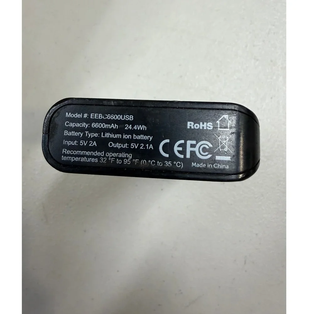 Snap-on Portable Power Bank Dual USB Charger LED Display Flashlight Black